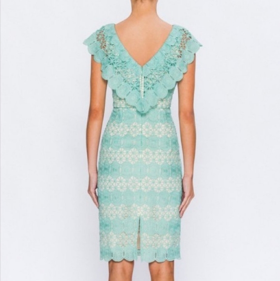 CHAMPAGNE & STRAWBERRY CROCHET LACE MIDI DRESS - Picture 2 of 3